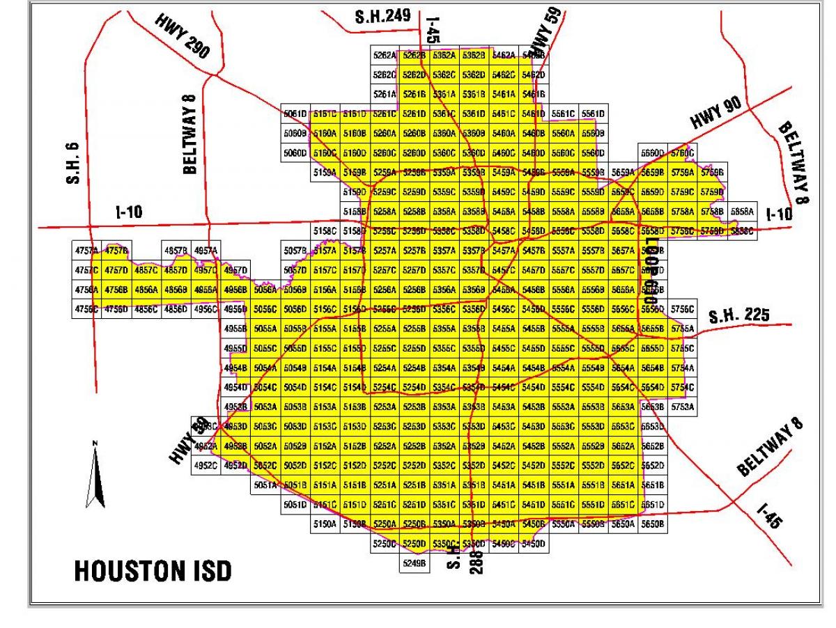 Хьюстон талбай нь сургуулийн, дүүргийн газрын зураг