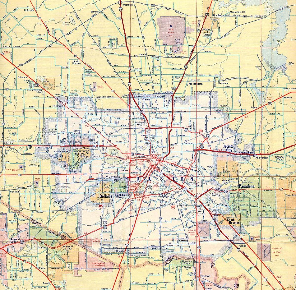 авто замын газрын зураг нь Хьюстон
